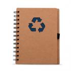 Bloco de anotação ecológico com símbolo de reciclagem na capa