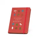 Caderno A5 com capa dura vermelha em rPET