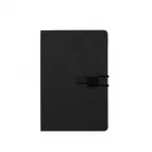 Caderno de anotações preto com elástico