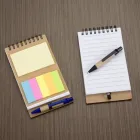 Bloco de anotações ecológico com caneta