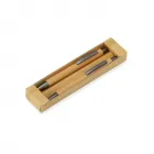 Conjunto caneta e lapiseira de bambu em estojo de papel