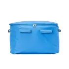 Bolsa térmica de poliéster com capacidade de 33 litros azul.