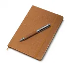 Kit caderno e caneta metálica em cortiça
