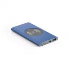 Bateria portátil e carregador wireless. Alumínio Azul