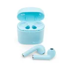 Fone de Ouvido Bluetooth com Case Carregador Azul aberto