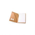 Pasta Convenção, formato A4. em papel cartão: 450 g/m². Bloco com 20 folhas não pautadas de papel reciclado. Inclui esferográfica