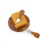 Kit queijo com 3 peças com tábua de madeira redonda