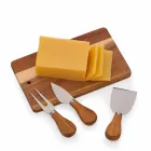 Kit queijo com 4 peças com tábua de madeira retangular
