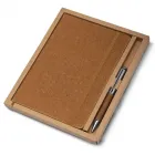 Kit caderno de anotações e caneta em cortiça
