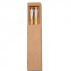 Conjunto caneta e lapiseira de bambu em estojo de papel