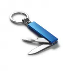 Chaveiro multifunções em metal.