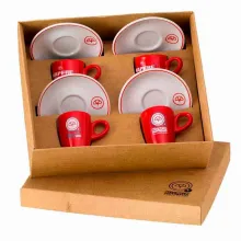 Kit Personalizado em Caixa Craft Com Berço - Contendo 04 Xícaras de com Pires Genova - Bicolor.