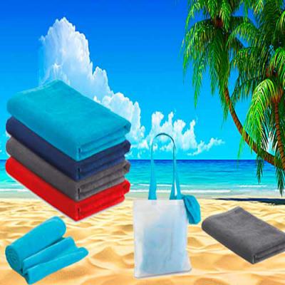 Toalha de praia em veludo de algodão com sacola - com opção de cores
