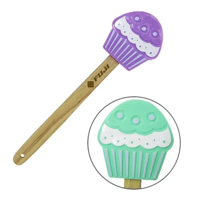 Espátula de Silicone Cabo Bambu Modelo Cupcake