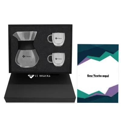 Kit Café com Cafeteira e Xícaras de Parede Dupla - MB798