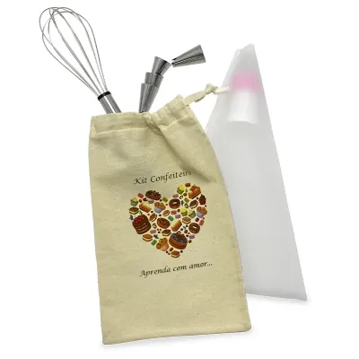 Kit Confeiteiro com Saquinho de Algodão Personalizado
