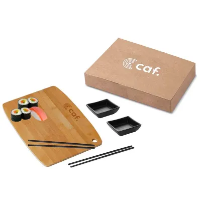 Kit Sushi Personalizado com Tábua de Bambu
