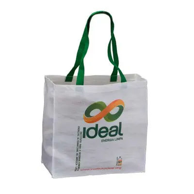 Sacola ecológica retornável, confeccionada em poliéster de pet