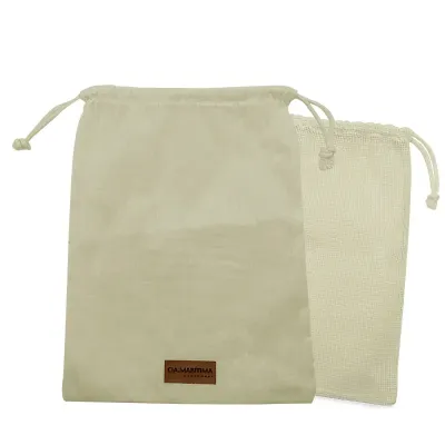 Saquinho de Algodão com Tela no Verso