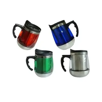 Canecas térmica personalizadas nas cores verde, transparente, vermelho e azul