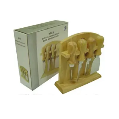 Jogo personalizado de ferramentas para queijo - 5 peças - Medidas: 17 x 17 x 5,5 cm.