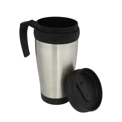 Caneca de inox com detalhes plásticos