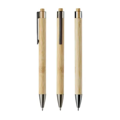 Caneta com corpo e acionador em bambu