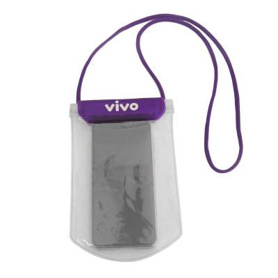 Porta Celular com Zíper de click Velcro e Cordão confeccionado em PVC Alclear 040mm colorido (dis...