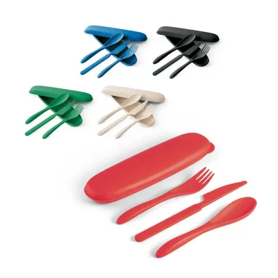 Conjunto de 3 de talheres em fibra de bambu e P - 1