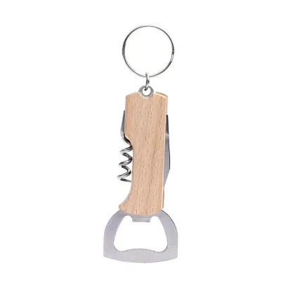 Chaveiro com abridor de garrafas, saca-rolhas e canivete