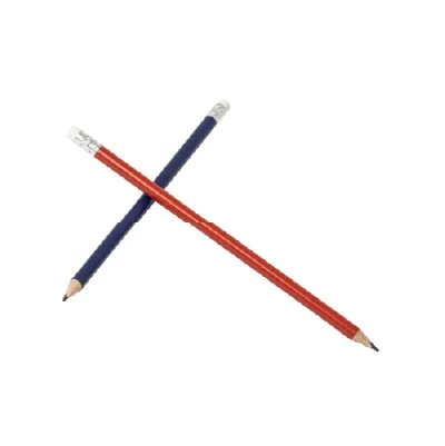 Lápis vermelho e opção azul
