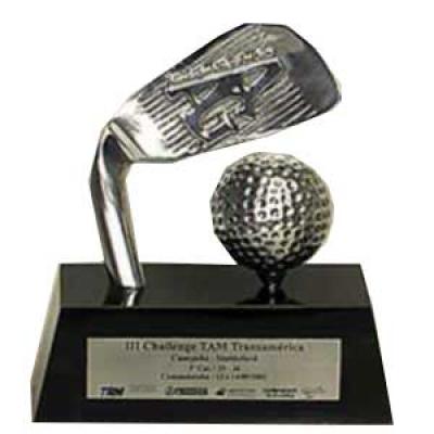 Troféu Personalizado Modelo Taco com bola de golfe