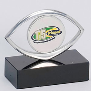 Troféu Personalizado em alumínio com medalha para aplicação de logotipo.