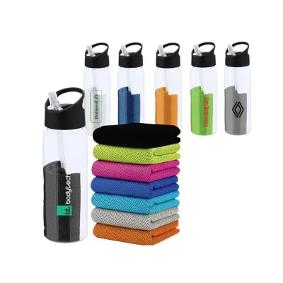 Kit com tolha e garrafa