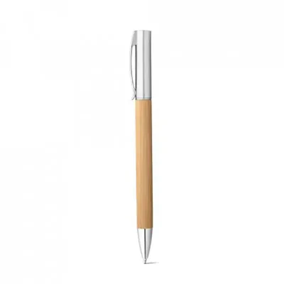 Esferográfica em bambu e ABS com acabamento metálico mat