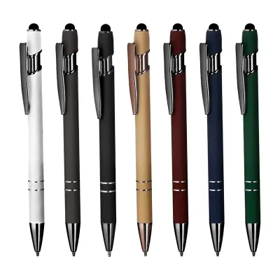 Canetas esferográficas em metal escrita em azul