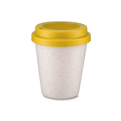 Copo com tampa amarela