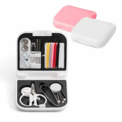 Kit de costura na cor branco e rosa 