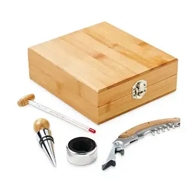 Kit vinho com saca rolhas, termômetro, rolha e gargantilha