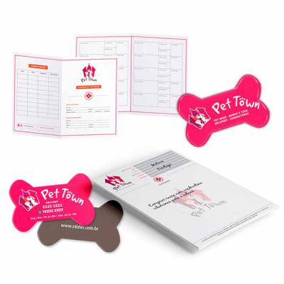 Kit personalizado para pet shop com ímã, receituário e carteira de vacinação