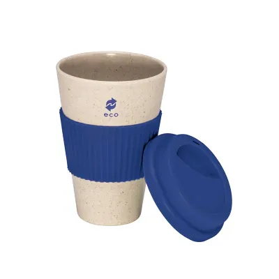 Copo para viagem com detalhe azul