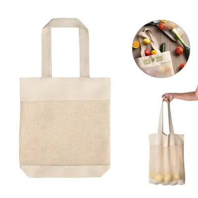 Sacola 100% algodão (180 g/m²) com malha 100% algodão 