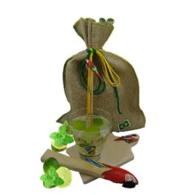 Kit de caipirinha em embalagem de juta