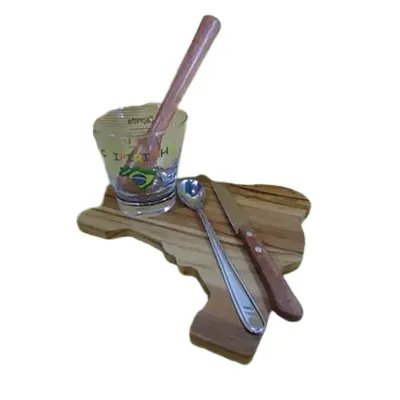 Kit Caipirinha com tábua no formato do Brasil