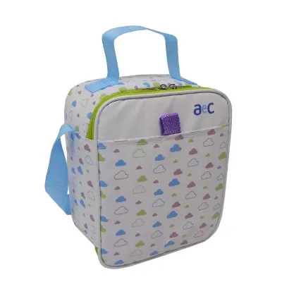 Lancheira térmica confeccionada em PVC com acabamento em costura