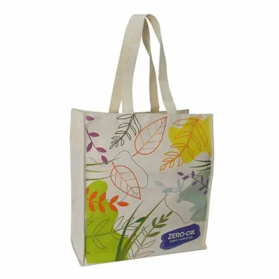 Sacola em algodão com acabamento em costura