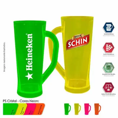  caneca chopp cristal 180ml neon cores 