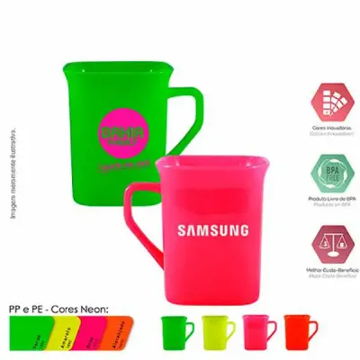 caneca quadrada 250ml neon cores 