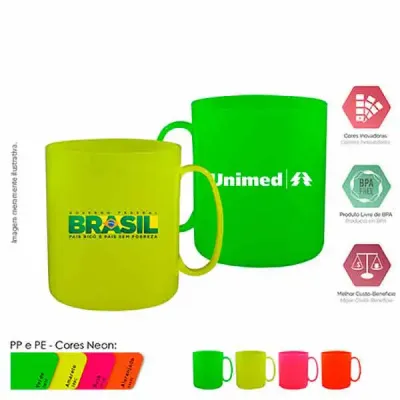  caneca redonda 400ml neon cores 