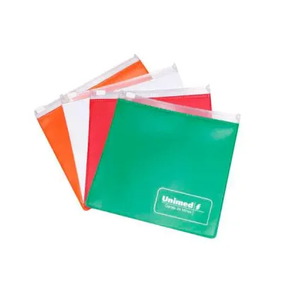 Pasta zip zap pequena em PVC transparente ou colorido